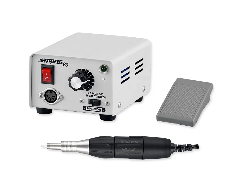 

65W Strong 90 Micromotor Polishing Handpiece 102 Electric Nail Drill Manicure Machine Set