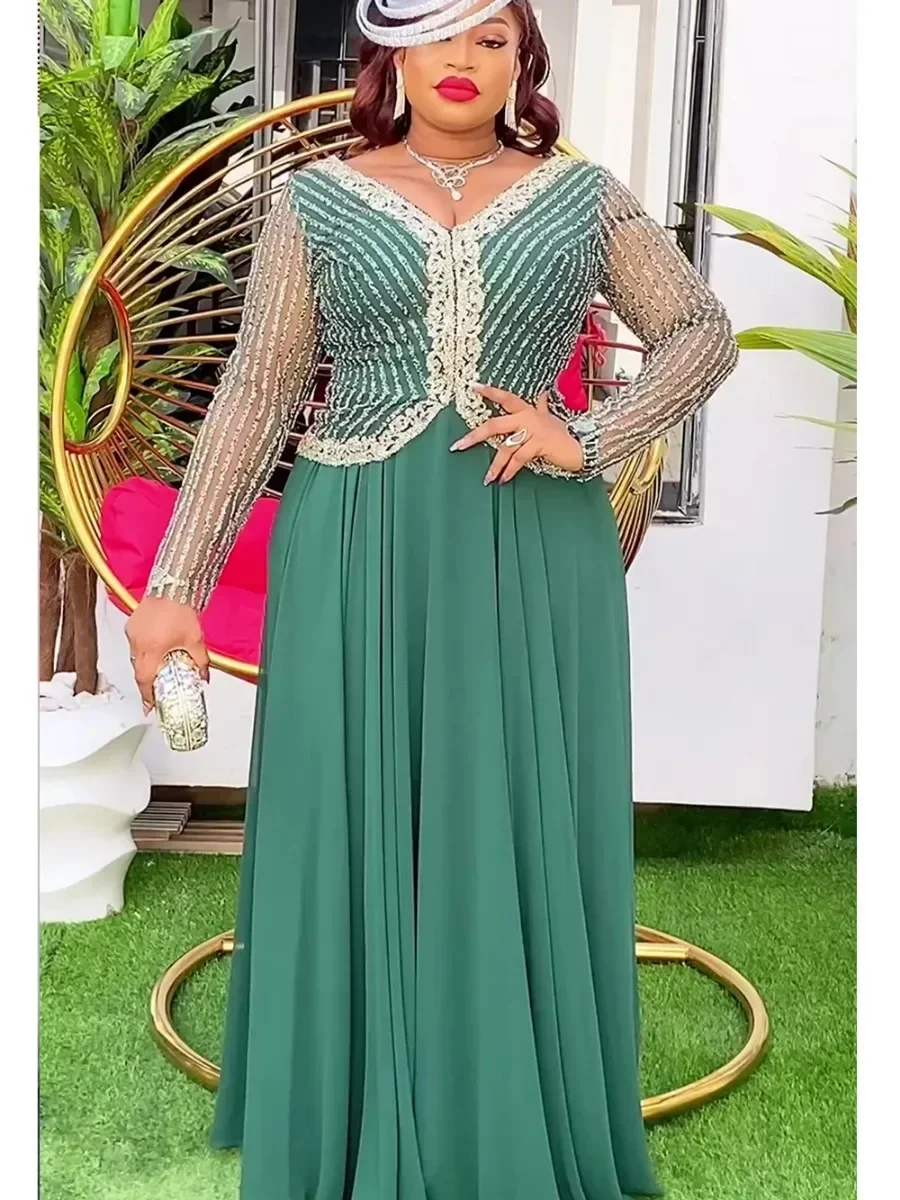 Африканские вечерние платья больших размеров для женщин Dashiki Ankara с блестками