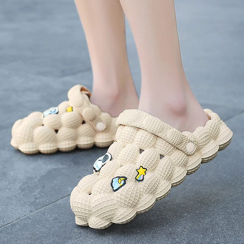 

Home Fashion Couple Slippers Summer Casual Lychee Ball Non-slip Platform Bathroom Slides Shoes for Men Women Light EVA Shoes