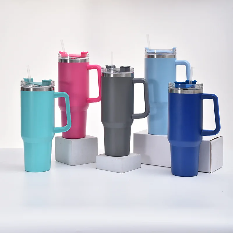 DIY Bling Glass Rhinestone 40oz Tumbler with Handle Lid Straw Vacuum Stainless Steel Water Thermos with Stones Sticker Sets