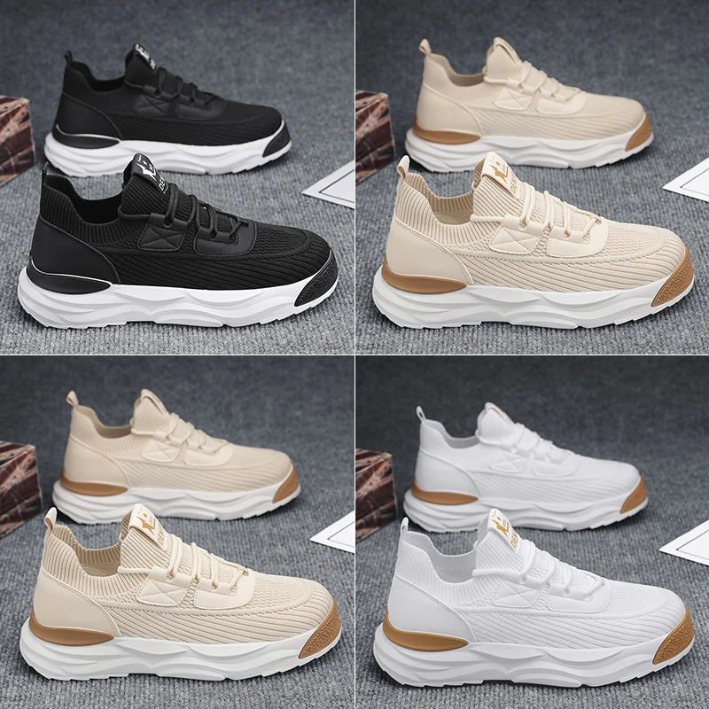 Кроссовки мужские летающие повседневная спортивная обувь круглый носок дышащие