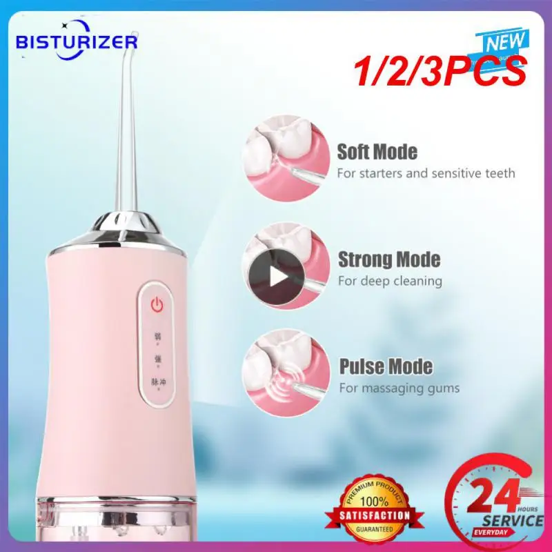 

1/2/3PCS Oral Irrigator Portable Water Flosser USB Rechargeable Water Jet Floss Tooth Pick 4 Jet Tip 220ml 3 Modes IPX7