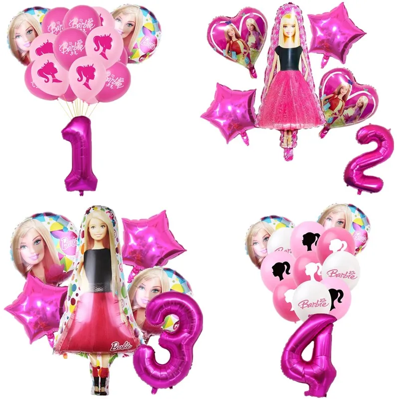 Pink Barbi Aluminum Ballon Girl Wedding Birthday Party Helium Globos Decor Baby Shower Barbi Doll Number Foil Balloon Toy Supply