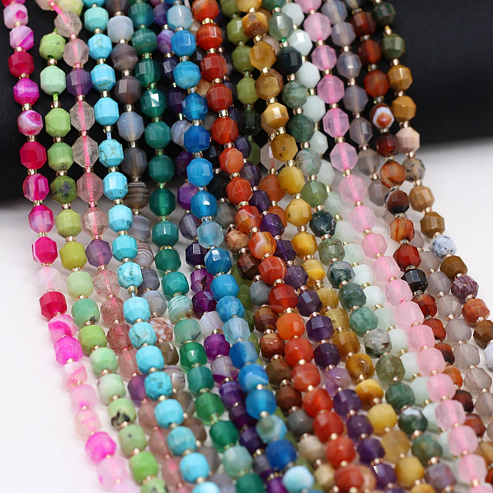

Natural Stone Turquoise Agates Faceted Round Beads 6mm For Jewelry MakingDIY Necklace Bracelet Accessories Charms Gift Party36CM