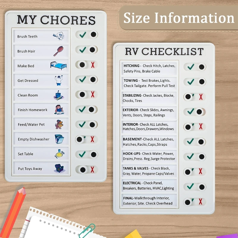 

Wall Checklist Board for Elder Home Daily Care Checklist Board Reusable My Chores Detachable Checklist Board for RV Cars H8WD