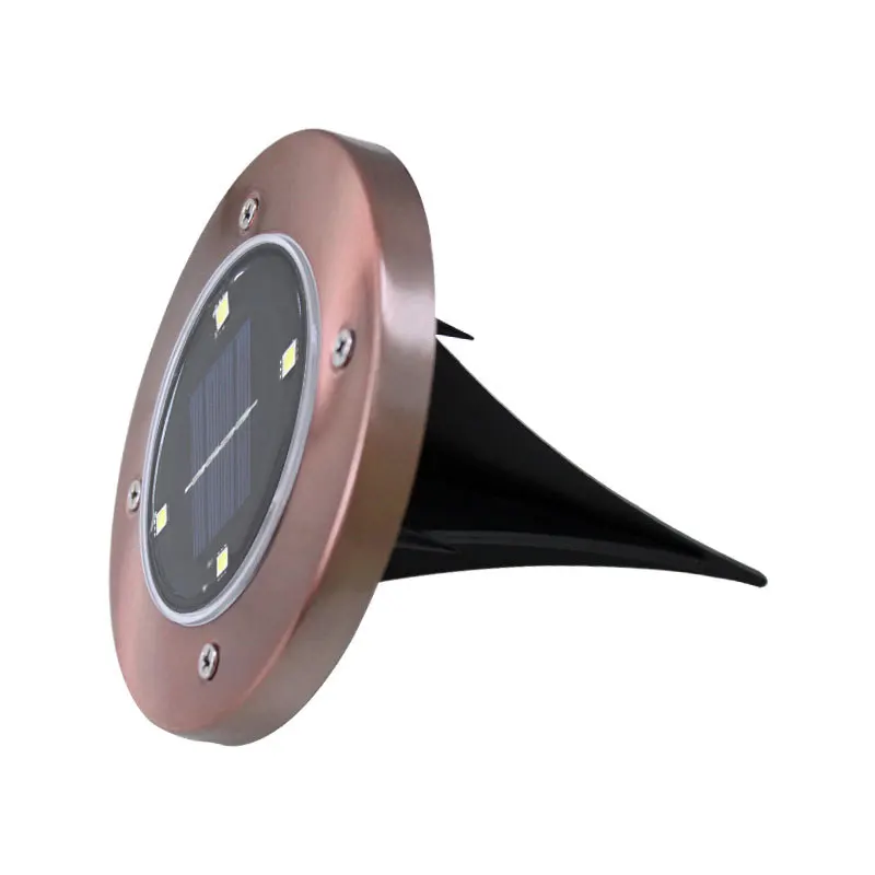 Наружная Солнечная 4 Светодиодная маленькая наземная лампа из нержавеющей стали