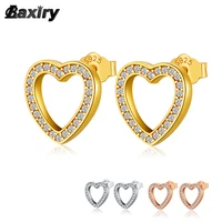 silver color stud earrings for women 2022 trend heart gold earrings fine small earring luxury designer original fashion jewelry
