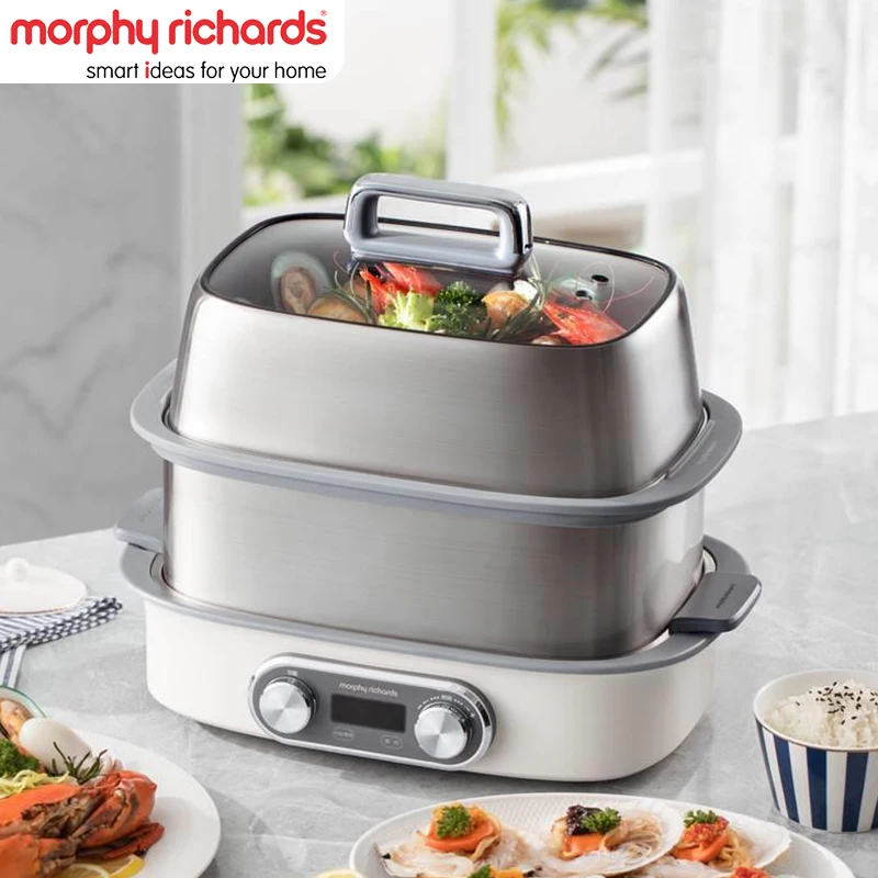 Фото Электрическая пароварка MORPHY RICHARDS, 12 л, большая емкость, пароварка из нержавеющей стали 304, 2000 Вт, быстрый нагрев для домашнего использования, MR1168 №2