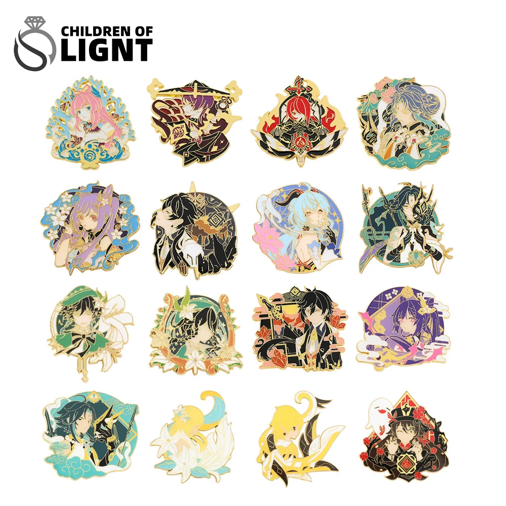 

Game Genshin Impact Brooch Enamel Pin Klee Barbatos Brooch Men Women Fashion Backpack Pins Lapel Jacket Accessories Jewelry Gift