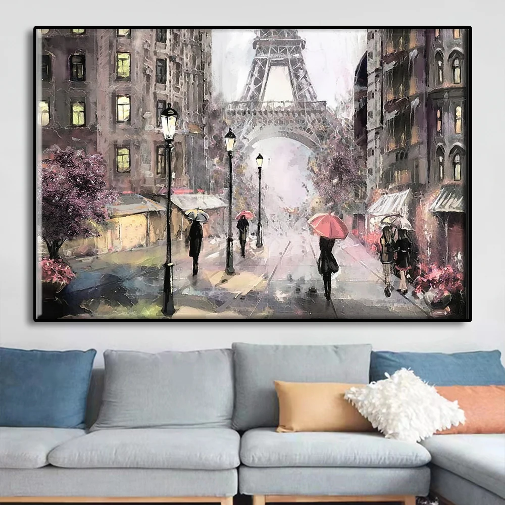 

Paris Oil Painting Canvas Art Landscape Eiffel Tower Wall Art Canvas Print Painting Colorful Home Living Room Bedroom Decor