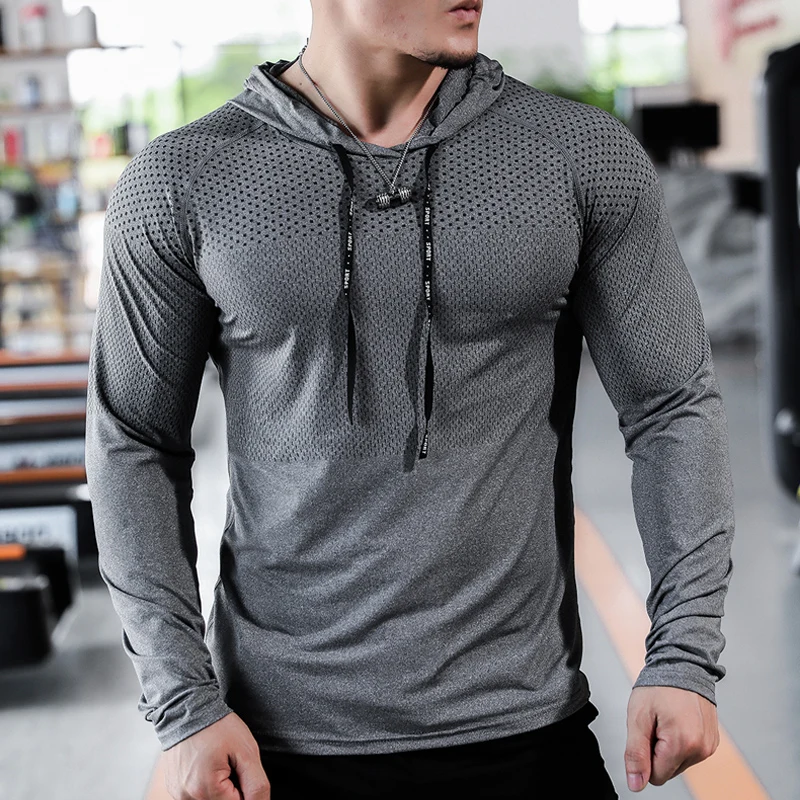 

Men's Fitness Running Sports Hoodies Gym Joggers Hooded Outdoor Sport Athletic Clothing Muscle Training Sweatshirt Tops For Man