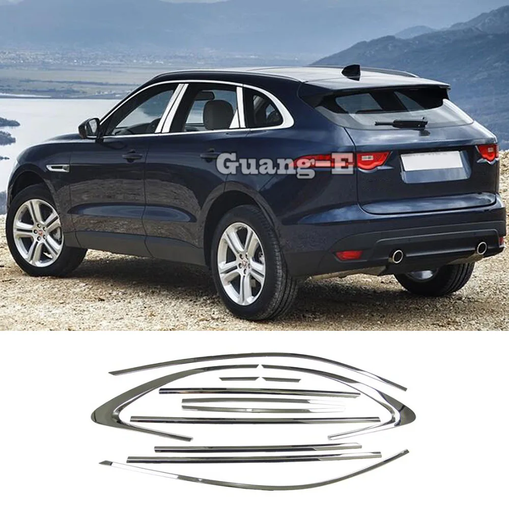 

For Jaguar F-PACE FPace 2016 2017 2018 2019 2020 Car Stainless Steel Garnish Pillar Window Middle Strip Trim Frame Parts