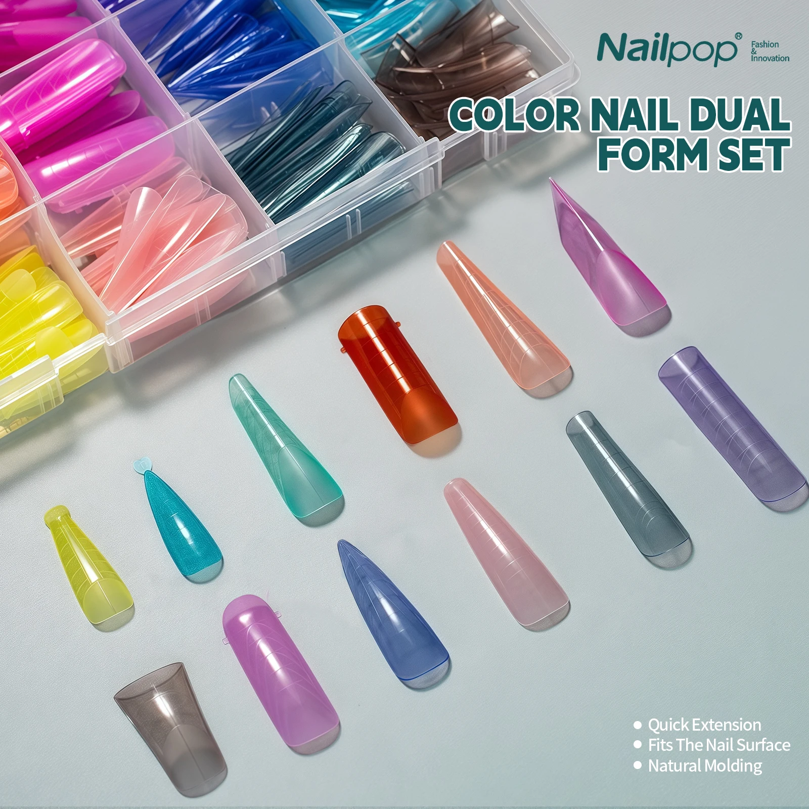 Фото Nailpop Color Nail Dual Forms Set Полные формы для ногтей для многоразовых кончиков ногтей Формы для наращивания ногтей Акриловые двойные формы для ногтей №1