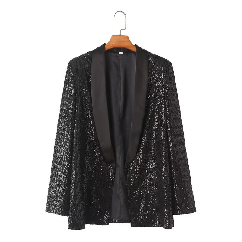 Женский пиджак с блестками розовый серебристый черный длинным рукавом и