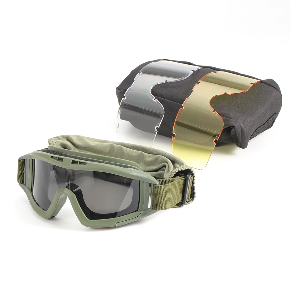 

Airsoft Tactical Goggles 3 Lens Windproof Dustproof Shooting Motocross Motorcycle Mountaineering Glasses CS Safe Protection