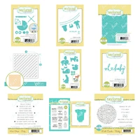 oh baby script clear stamps set baby carriage clouds toys cut dies gingham stencils diy album paper greeting card decor handmade