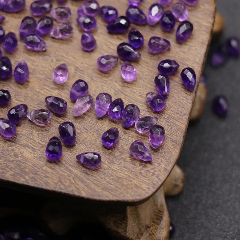 

10pcs/Pack Amethyst Round Water Drop Cross Hole Section Loose Beads DIY Handmade Jewelry Bracelet Earrings Hairpin Accessories