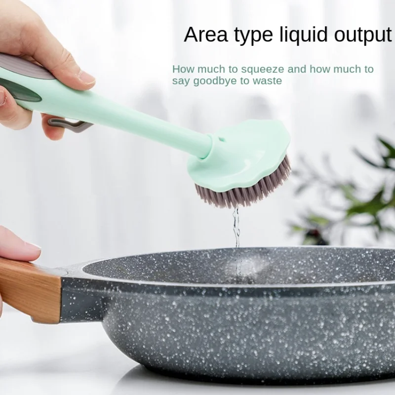 

New Style Kitchen Stove Cleaning Brush Long Handle Pot Washing Brush To Remove Grease and Dishwashing Brush
