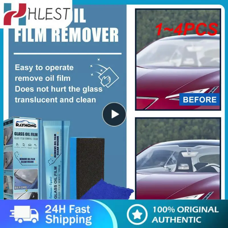 

1~4PCS 30g Car Glass Oil Film Remover Glass Film Polishing Cleaner Agent Windshield Glass Window Cleaning Liquid with Sponge