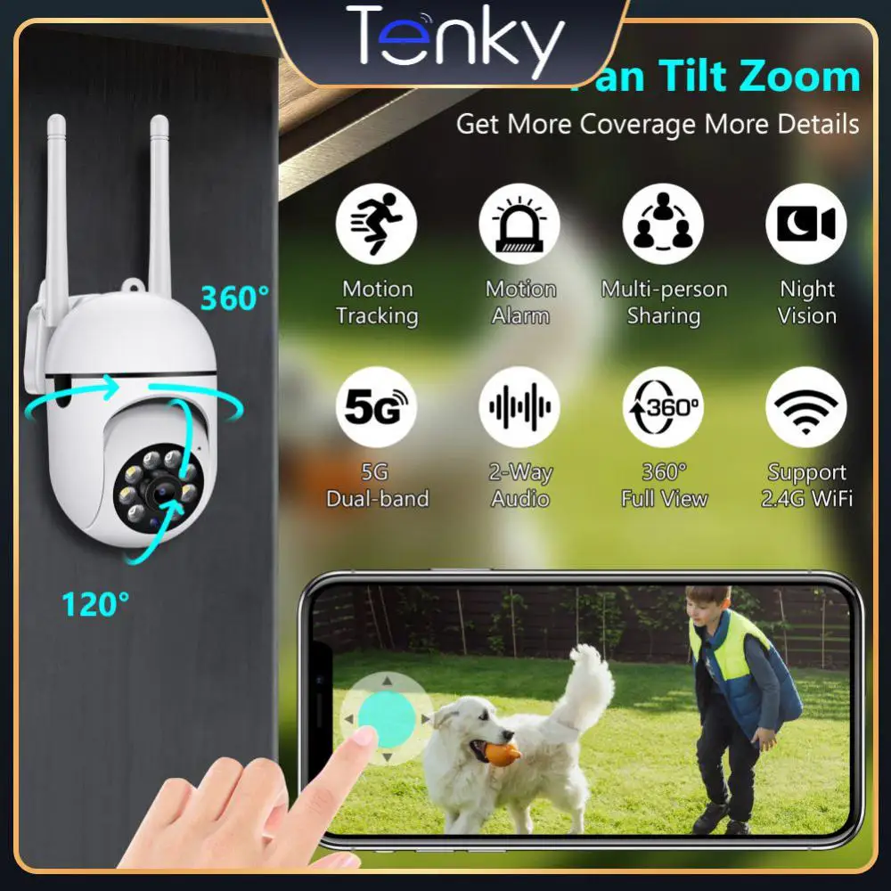 

2MP IP WiFi Camera 2.4+5G Wifi 4X Zoom Camera Color Night Ai Human Detection Security CCTV Camera YCC365 PLUS APP IP Camera 2023