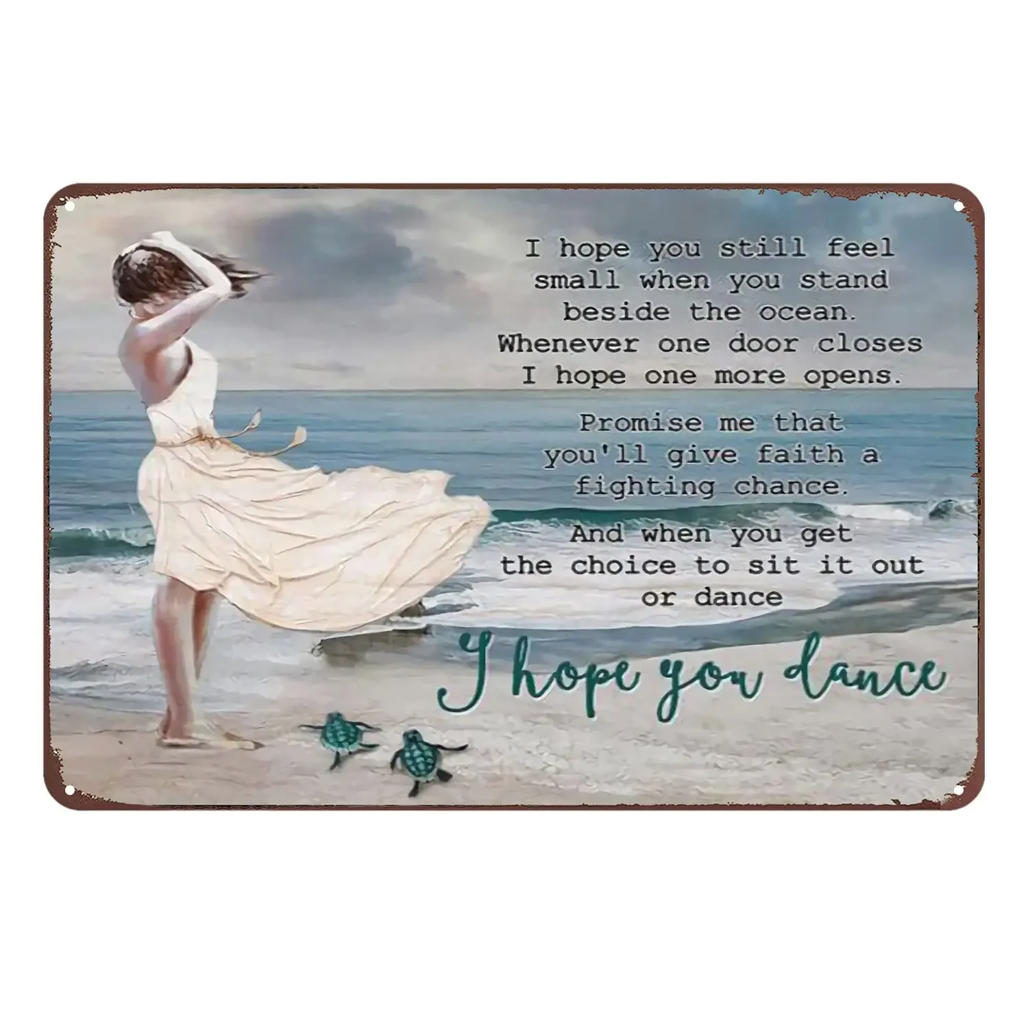 Pzecaru красивый пляж и Черепаха металлический жестяной знак I Hope You танец плакат