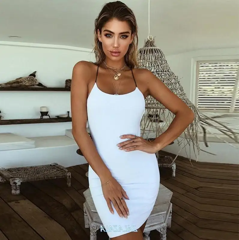 

Summer White Backless Dress Women’s Clothing Sexy Party Culb Mini Bandage Chic Elegant Korean Luxury Aesthetic Lace Up Chic