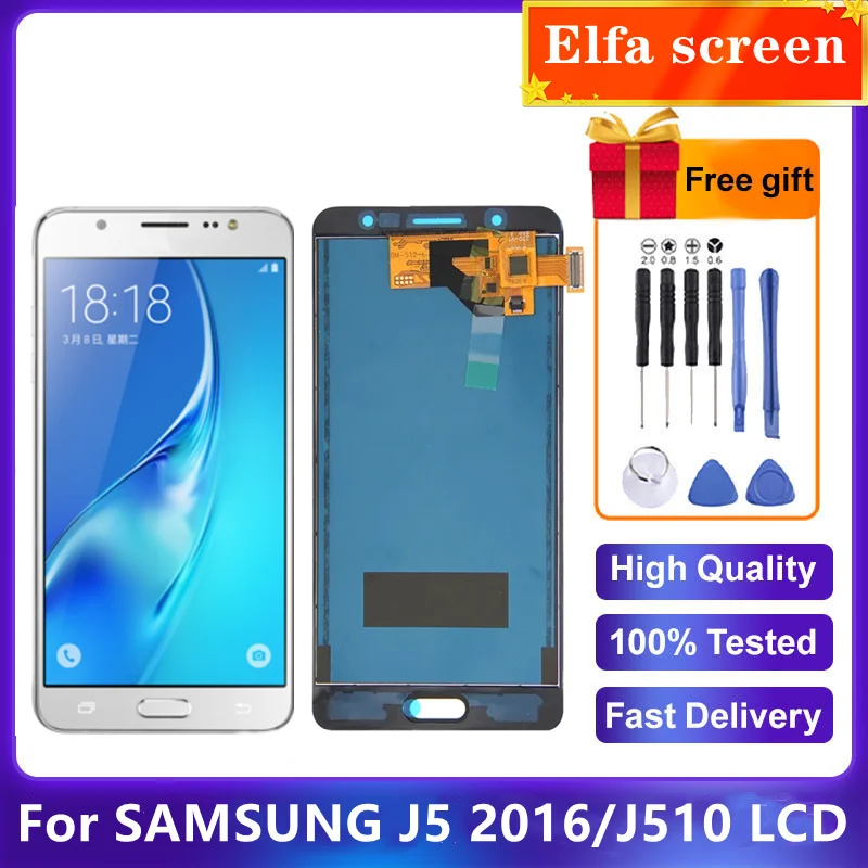 Экран дисплея AAA + для Samsung Galaxy J5 2016 J510, ЖК-дисплей, сенсорный экран, дигитайзер, Замена для Samsung J510 J510F J510FN