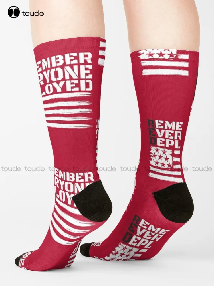 

On Friday We Wear Red Remember Everyone Deployed Flag Socks Women Workout Sockss Comfortable Best Girls Sports Cartoon Girls Art