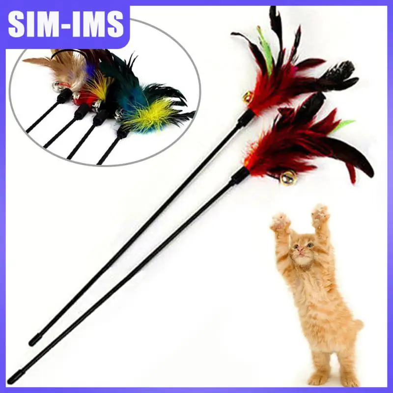 

2020 1Pcs New Cat Stick Interactive Feather Toy Cat Random Color Feather Small Bell Toy Tease Cats Stick Pet Supplies Pet tool