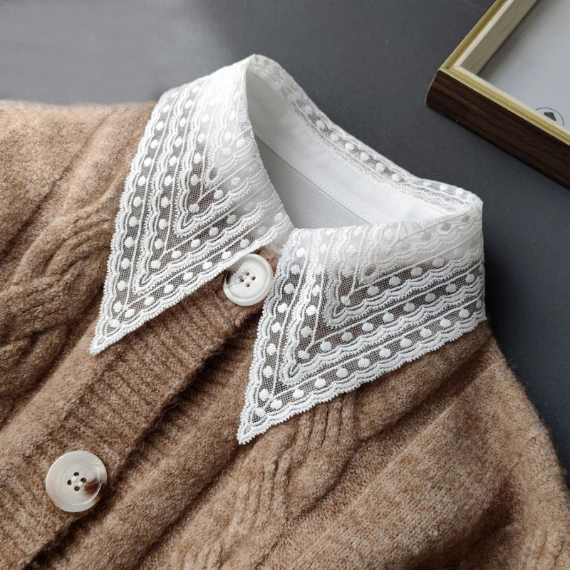 

White Lace Fake Collar for Women White False Collars Removable Neckwear Shirt Detachable Shirt Collar Half Shirt Faux Col Tie
