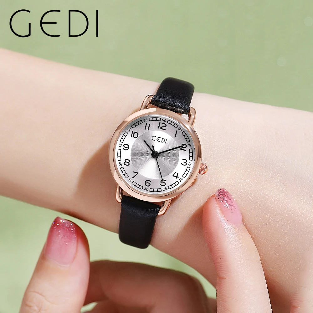 GEDI 2023 New Trend Women Watches Luxury Waterproof Ladies Quartz Watch Leather Strap Fashion Casual thin Woman Clock Gift Girls