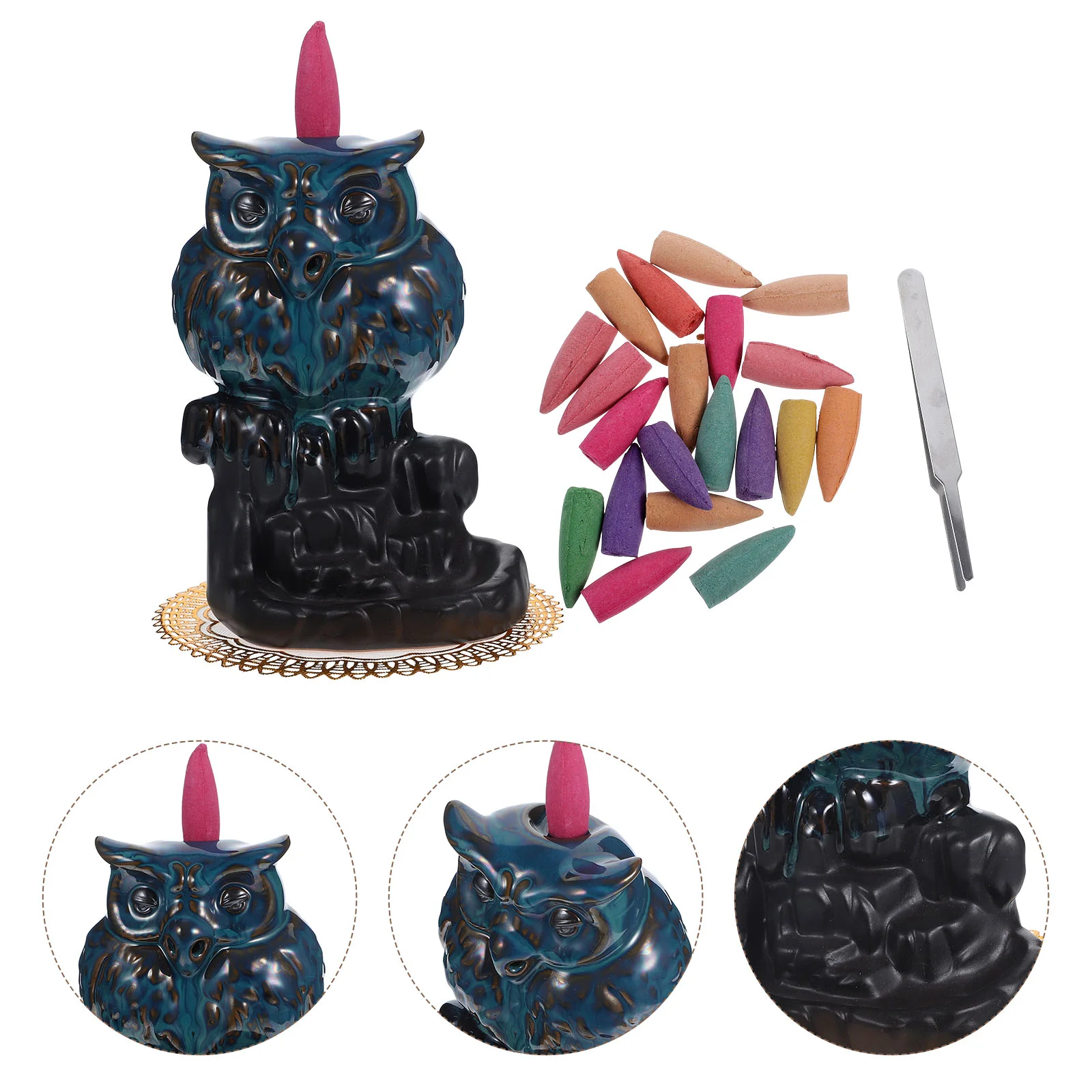 

1 Set of Decorative Burner Ceramic Aroma Burner Stove Owl Holder