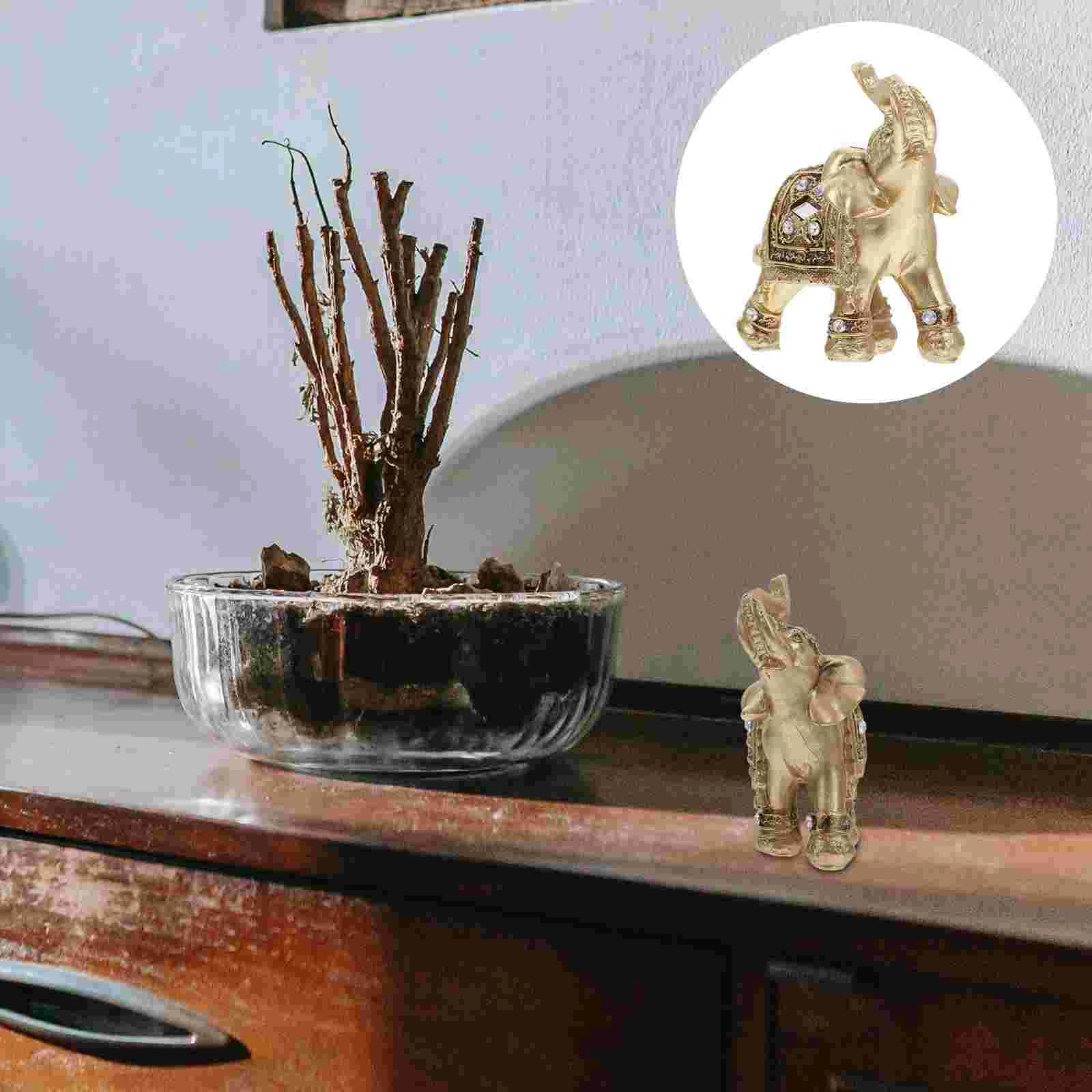 

Resin Statue Ornament Tabletop Ornament Elephant Sculpture Creative Sculpture for Gift Desktop Office