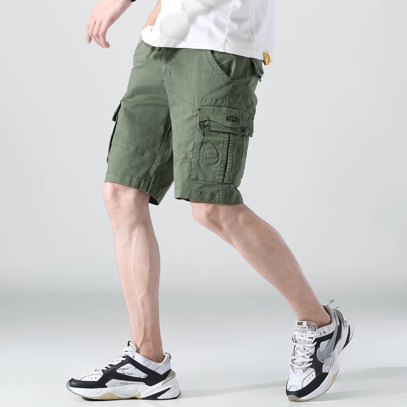 

Pure Cotton Summer Mens Cargo Shorts Boys Casual Pocket Streetwear Plus Size Male Long Bermuda Shorts Camouflage Z114