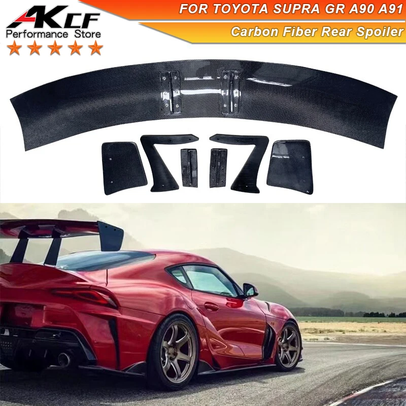 

Supra A90 Carbon Fiber V Style Spoiler For Toyota Supra GR A90 A91 Upgrade Rear Trunk Spoiler Lip Guide Wing Lip Rear Wing