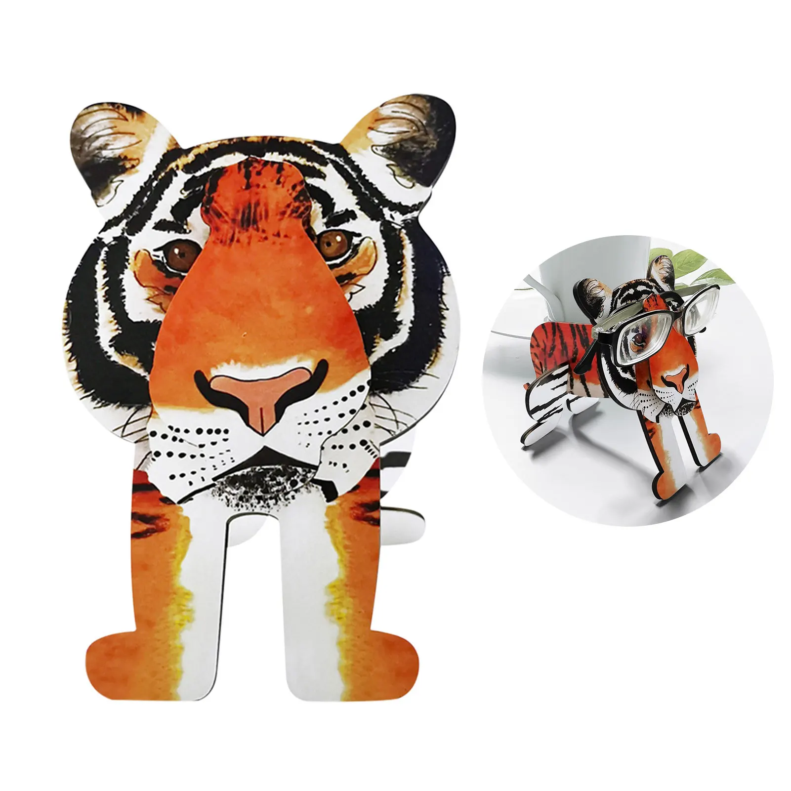 

Wooden Glasses Stand Holder Cute Tiger Eyeglass Stand Exquisite Spectacle Holder Convenient To Use Creative Animal Sunglasses