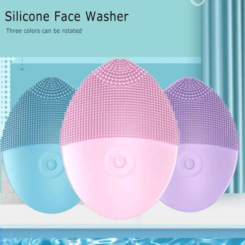 

Electric Facial Cleansing Brush Silicone Ultrasonic Vibration Face Cleanser Deep Pores Blackhead Cleaning Instrument Tools