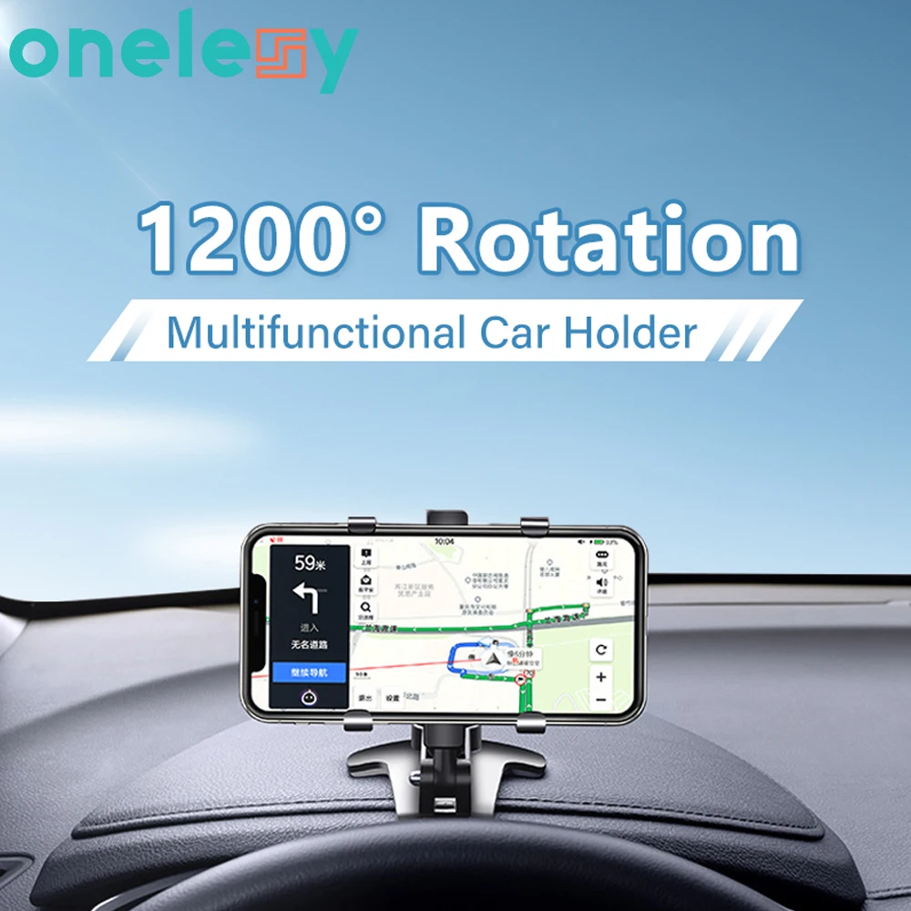 

Onelesy Rotation Phone Holder Universal Clip Car Phone Holder Adjustable Multi-angles Mobile Phone Holder in Car GPS Mount Stand
