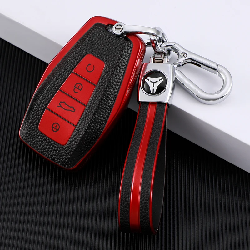 

For Geely Emgrand X7 EX7 Coolray 2019 - 2020 TPU Leather Car Remote Key Case Cover Holder Shell Auto Styling Fob Accessories