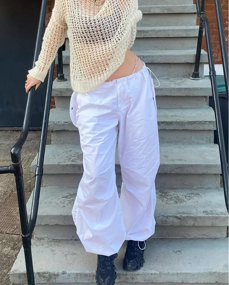 

Женские брюки, Holgados de Pierna Ancha Ropa de Street стиль панк, шикарный цвет, винтажный и неформальный стиль Y2K