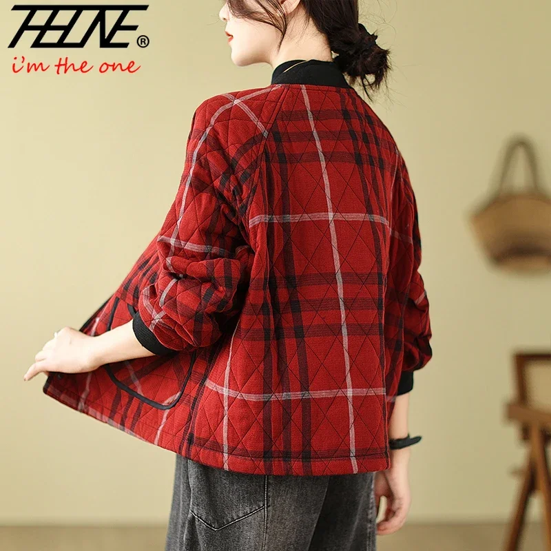 Модные зимние парки для женщин куртки клетчатые винтажные базовые повседневные