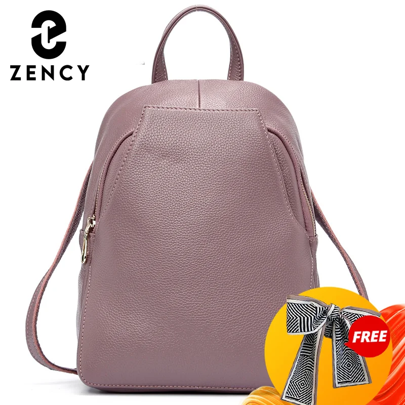 Zency Charm Women Backpack 100% Genuine Leather Anti-theft Button Elegant Female Travel Bags Schoolbag For Girl Holiday Knapsack