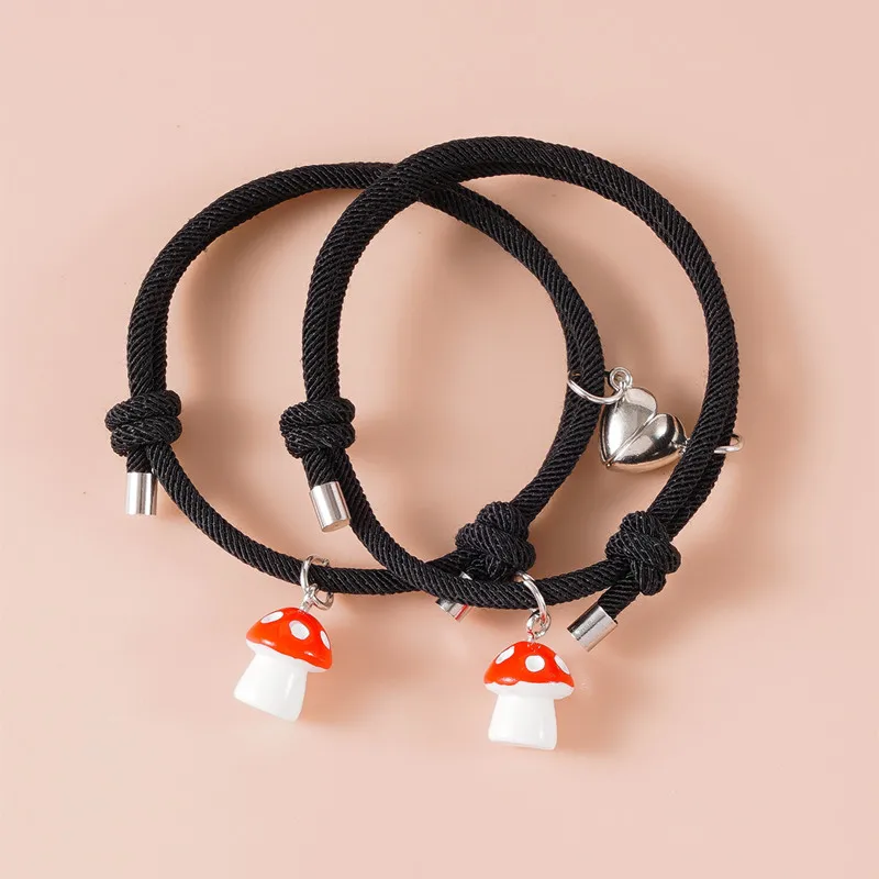 TULX 2 шт. магнитный браслет с двумя половинками сердца подвеска в виде гриба пара