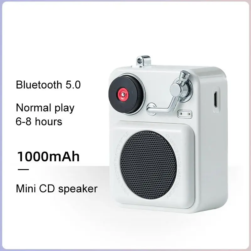 

New Style Mini CD Speaker High Sound Quality Multifunctional Bluetooth Speaker Retro Vinyl Record Player Bluetooth Speaker