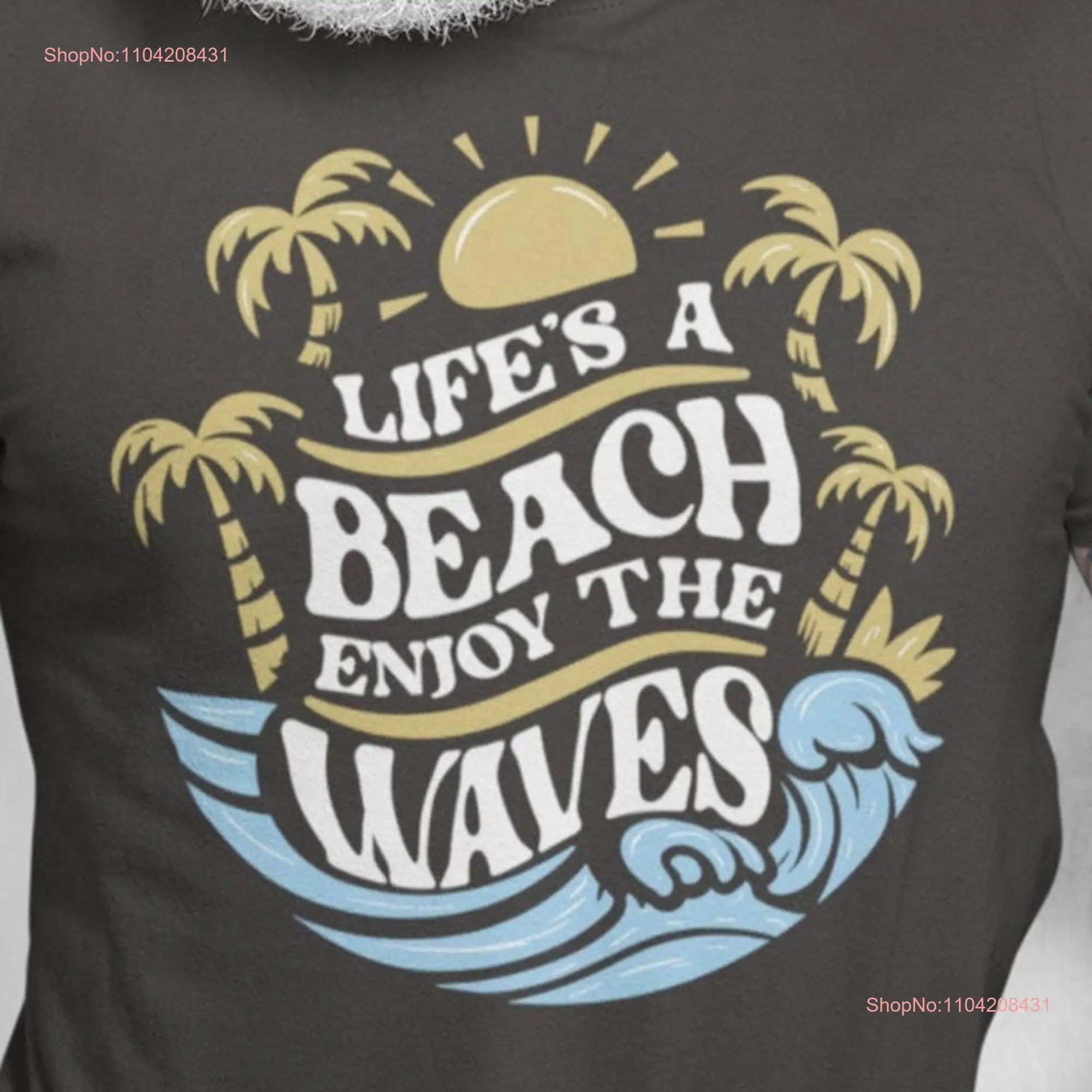Футболка Beach Lover Life's a Enjoy the Waves Летняя повседневная одежда с длинными или