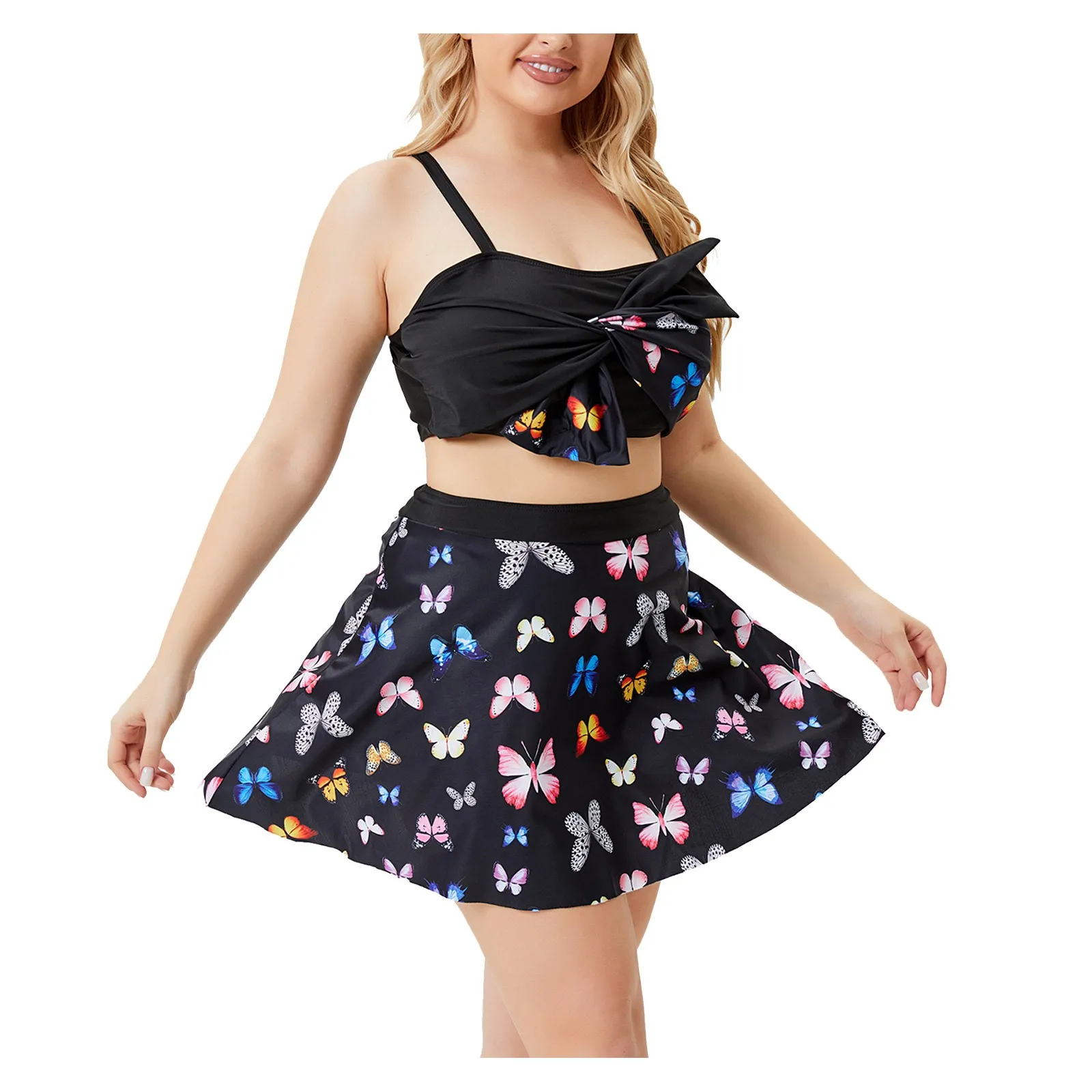 

Новинка 2022, женский купальник-танкини большого размера с цветочным рисунком, купальник с рисунком живота в стиле ретро, купальный костюм из ...