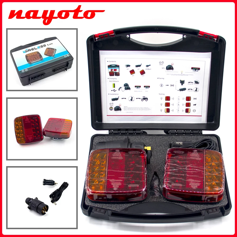 

1 комплект, беспроводной магнитный светодиодный задний фонарь для грузовика, задний сигнал прицепа, предупреждающий стоп-сигнал, лампа для буксировки караванов, кемпер, грузовик, караван, автофургон