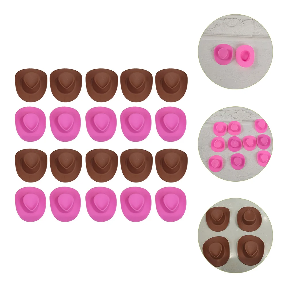 

20 Pcs Little Cowboy Hats Crafts Mini Bottles Cake Ornament House Tiny Cute