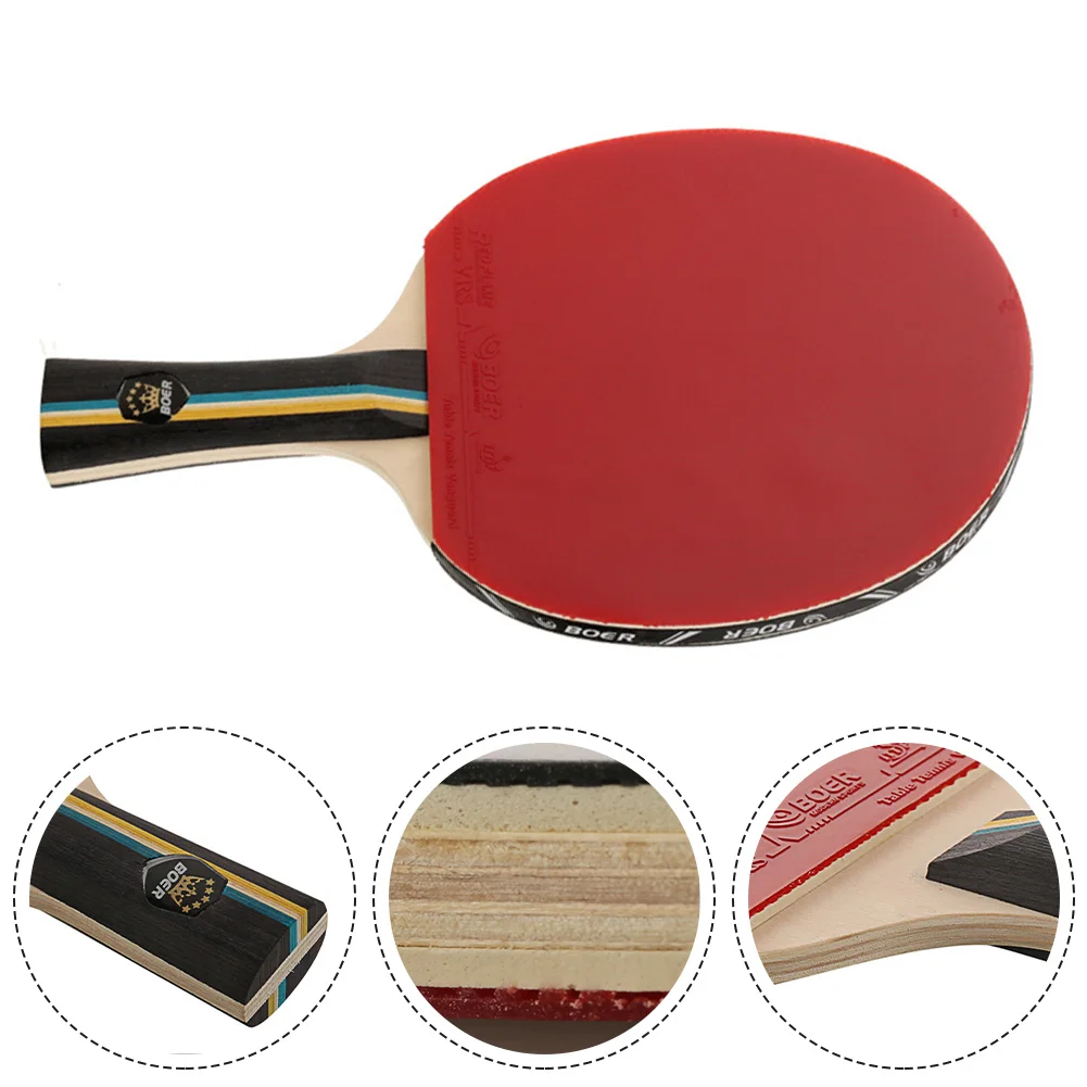 

Сумка для ракетки для настольного тенниса, ракетка для игр в помещении, 7-слойная деревянная ракетка для пинг-понга с двумя звездами, готовая...