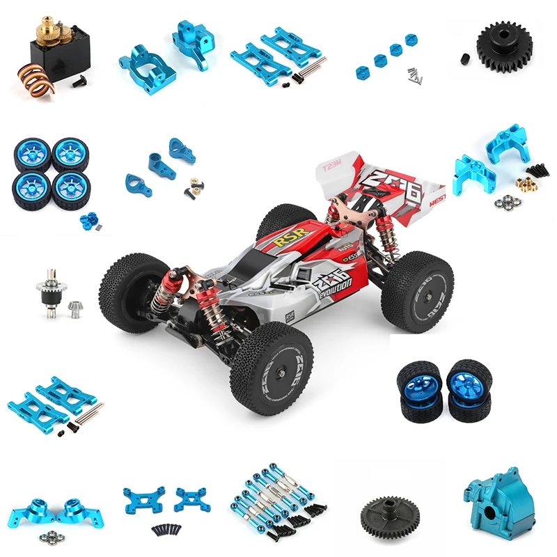 

144001 WLtoys машинка на радиоуправлении, обновленные металлические запасные части для шин, моторная шестерня, поворотный рычаг типа C, блок, аксессуары для переднего и заднего сиденья 1/14